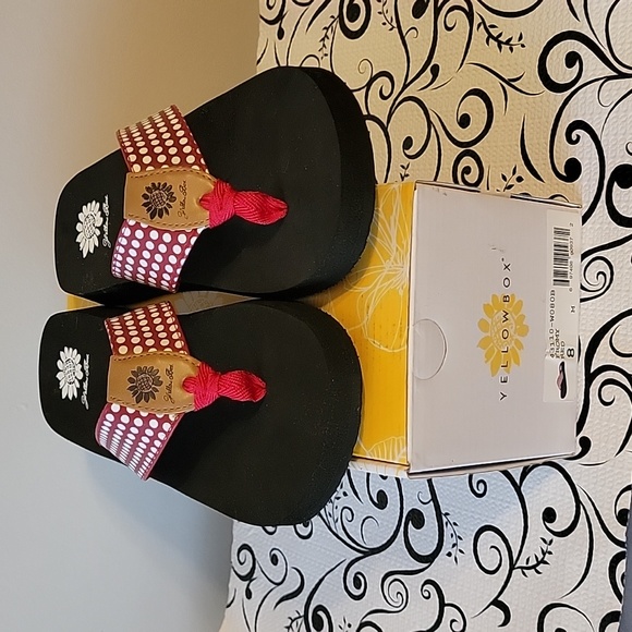 NWT! Red Polka Dot flip flops Yellowbox Yellow Box FROMY Sandals - Picture 4 of 9